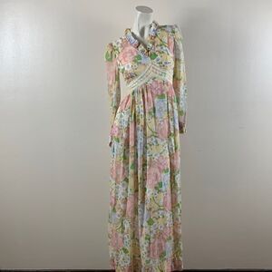 Vintage ACT I maxi dress 1970s prairie floral small